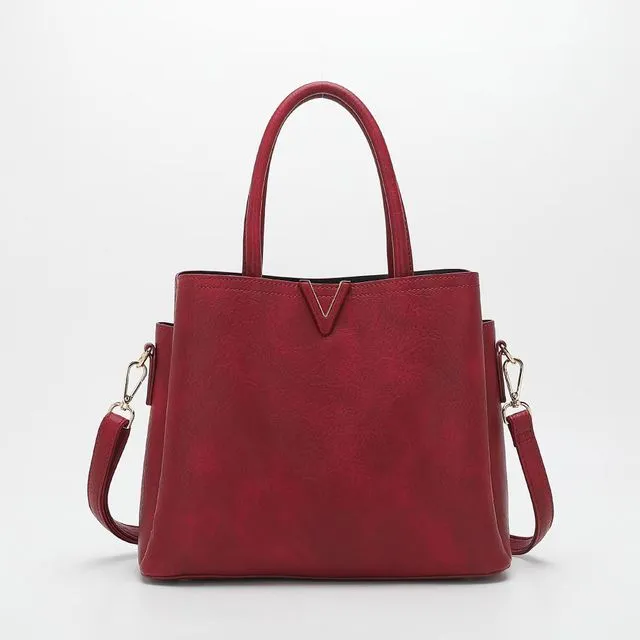 Women's Tote crossbody hand bag with long strap 18021 Red