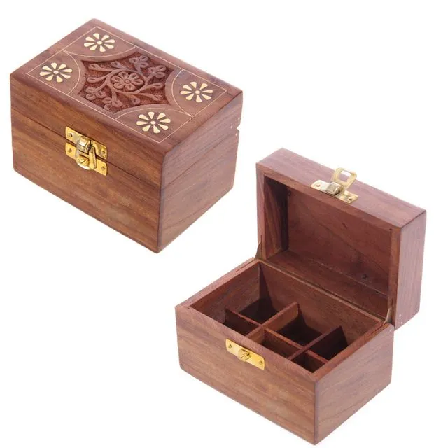 Sheesham Wood Essential Oil Box - Design 2 (Holds 6 Bottles)