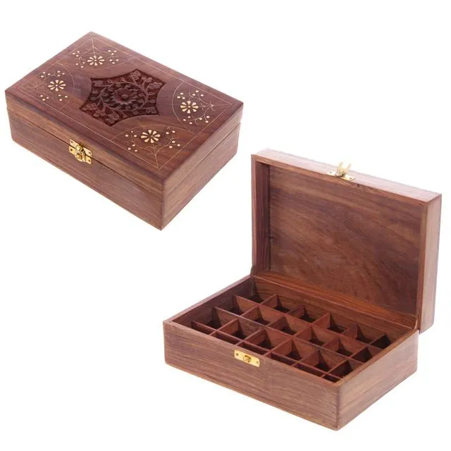 Sheesham Wood Essential Oil Box (Holds 24 Bottles)