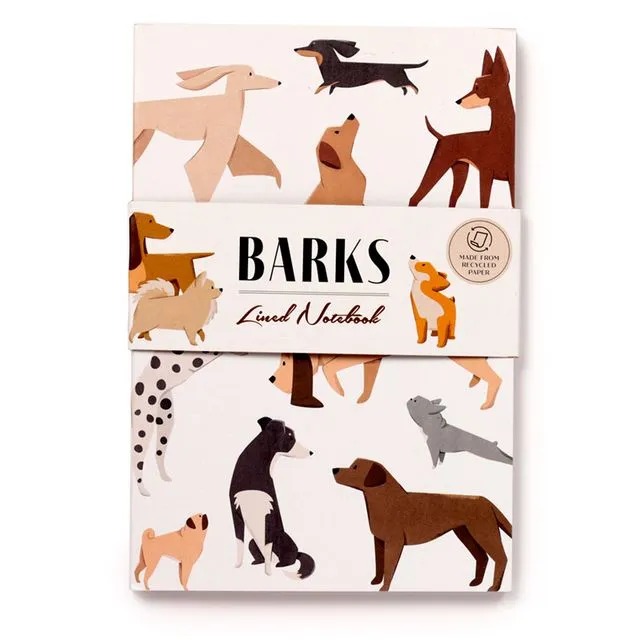Barks Dog Recycled Paper A5 Lined Notebook