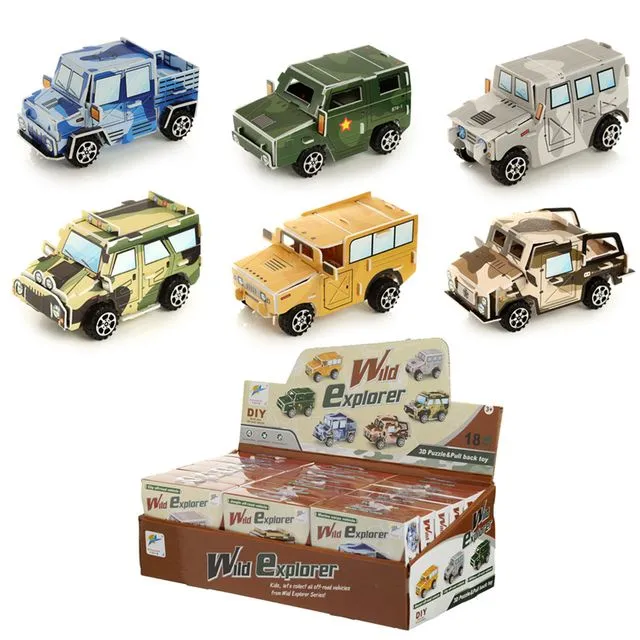 DIY Puzzle Camouflage Car Pull Back Action Toy