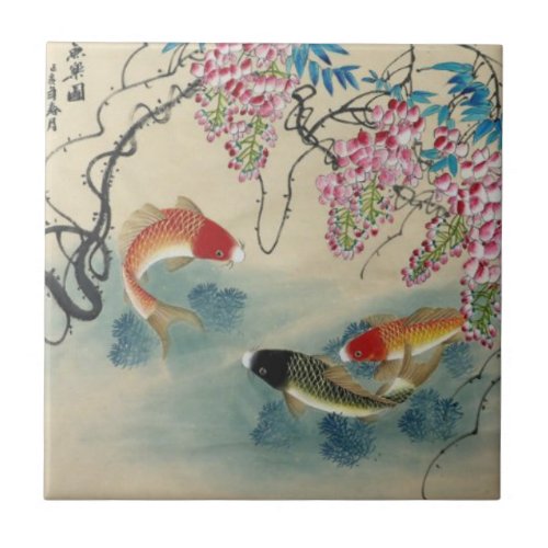 Reproduction Japanese Style Tile. Japan Bird Art depicted onto Ceramic Tiles