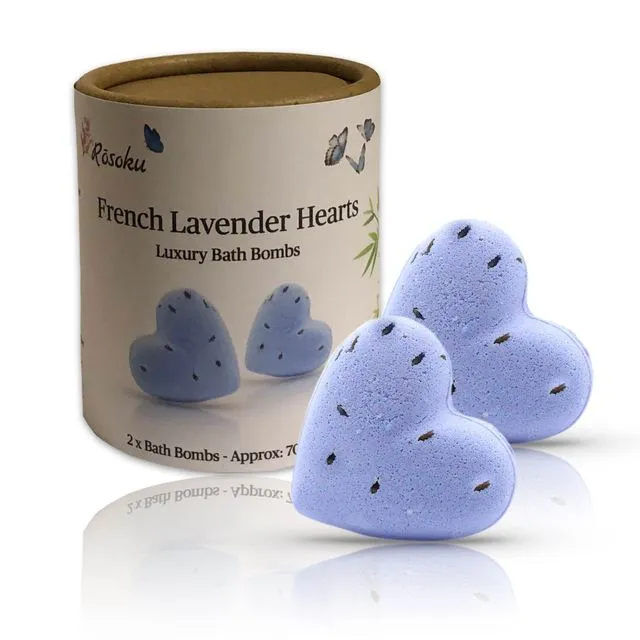 French Lavender Heart Bath Bombs - 2 Hearts