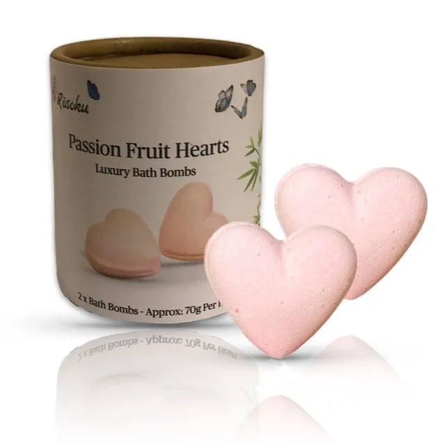 Passion Fruit Heart Bath Bombs - 2 Hearts