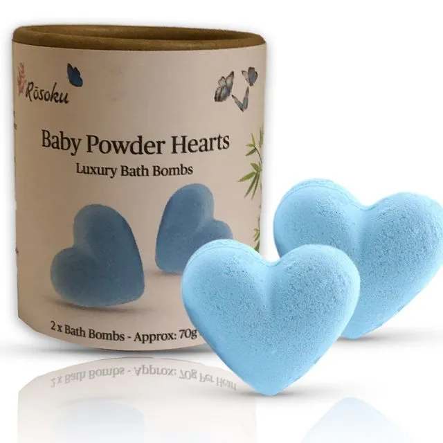 Baby Powder Heart Bath Bombs - 2 Hearts