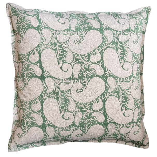 Cushion Paisley Fern Green, Large 50 x 50 cm