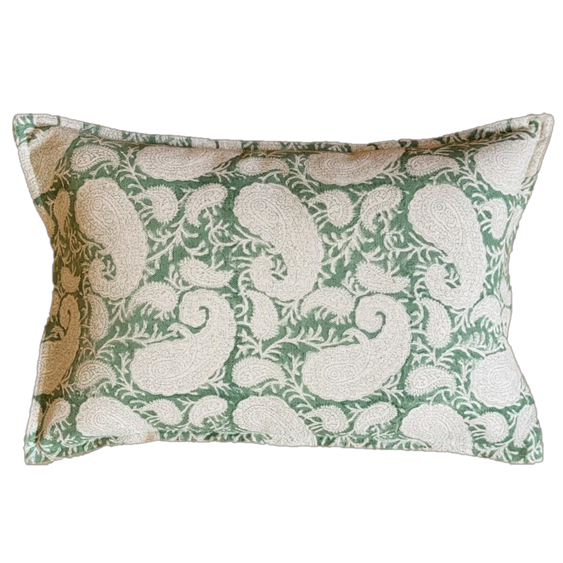Cushion Paisley Fern Green, Small: 35 x 50 cm