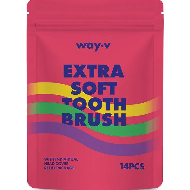 WAY.V Extra Soft Toothbrush Refill - Pink 14pcs
