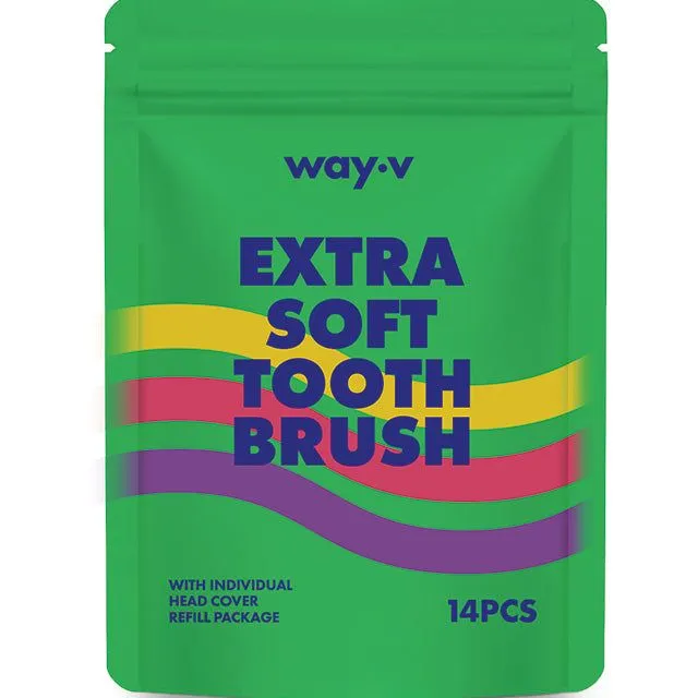 WAY.V Extra Soft Toothbrush Refill - Green 14pcs