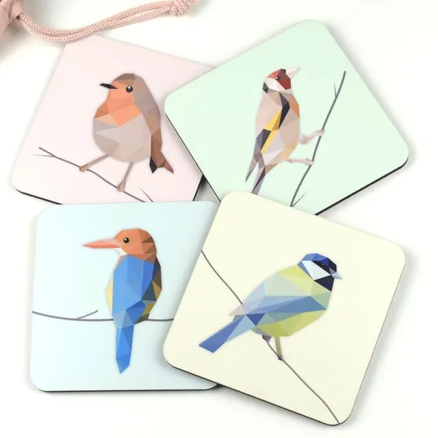 Birds Coasters Set of 4 Low-Poly Art