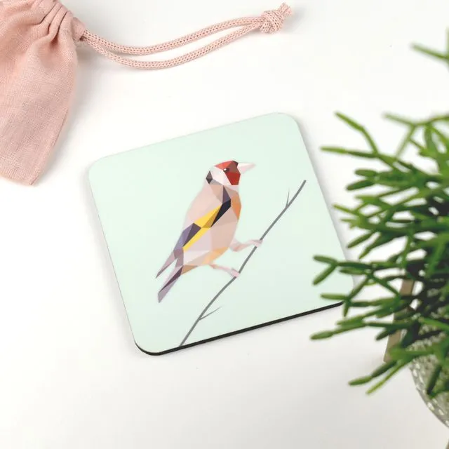 Goldfinch Coaster - Low Poly Art