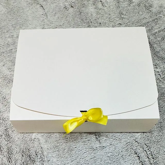Blank White Box White Ribbon Lemon