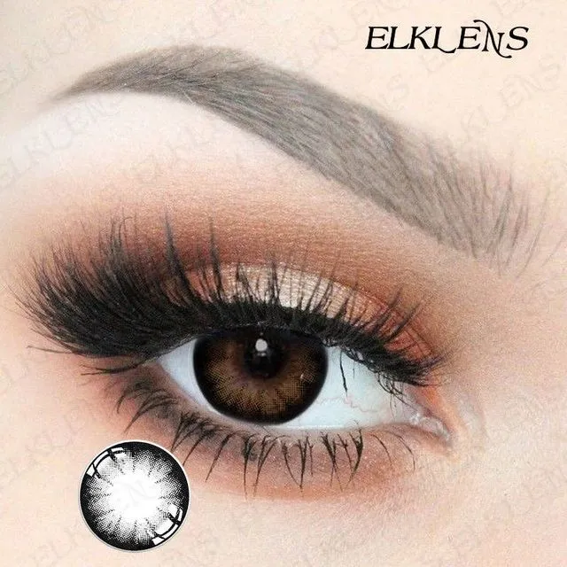 ELKLENS Colored Contact Prescription Black Eyes Black