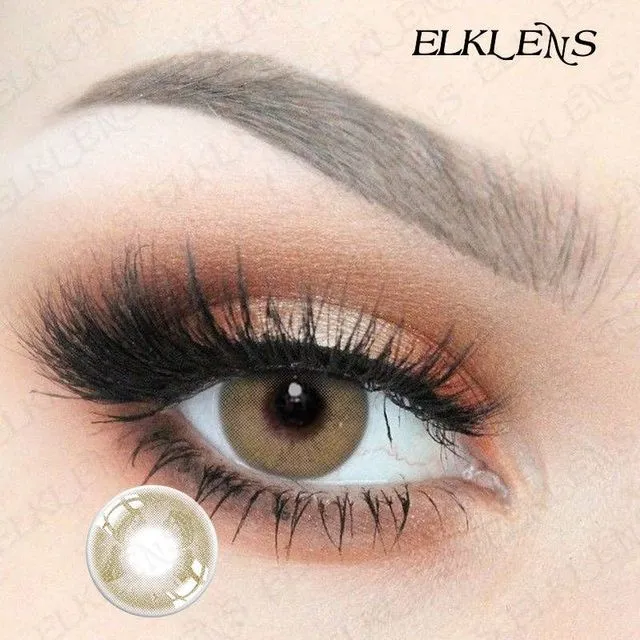 ELKLENS Colored Contact Prescription Butterfly Brown