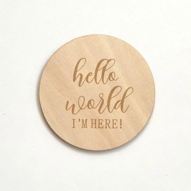 Baby Announcement Engraved Sign Plaque Wooden I`m Here