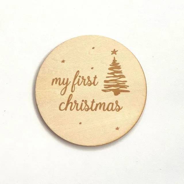Baby Engraved Sign Plaque Wooden First 1st Christmas