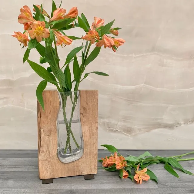 Wood and Glass Vase (Tanoak)