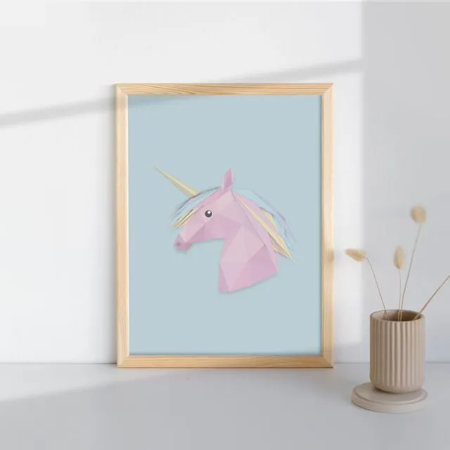 Low Poly Art Unicorn On White Background Print Geometry Design