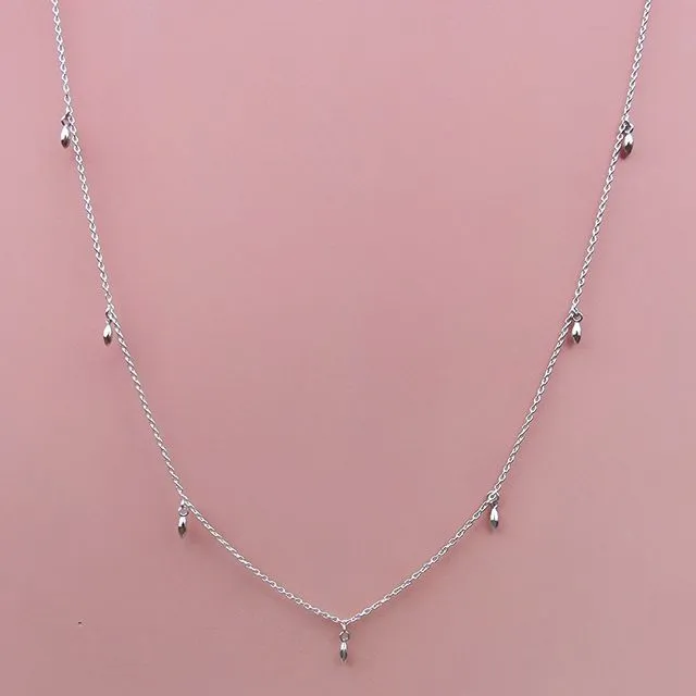 Silver Rice Grain Charm Necklace