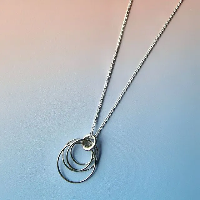 Silver Hoop Cluster Necklace
