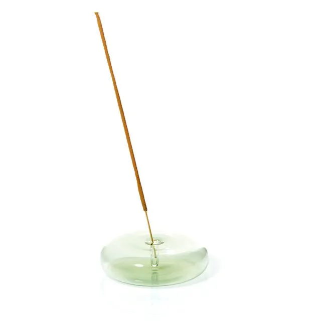 Dimple - Hand Blown Glass Incense Holder Green