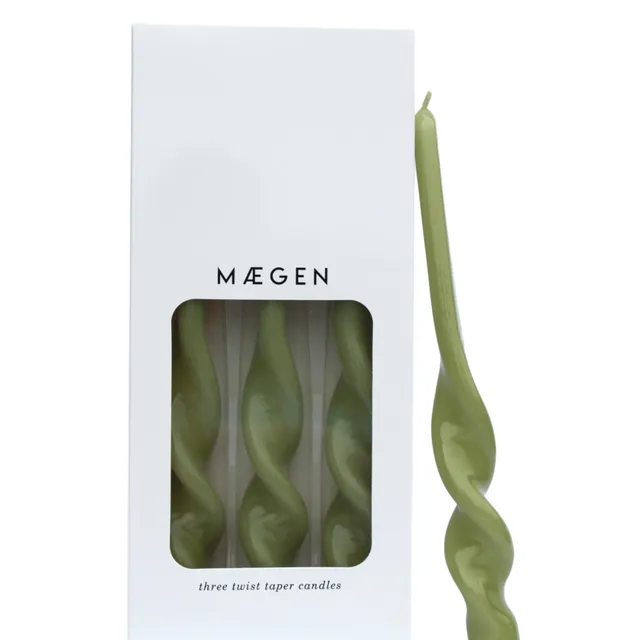 MÆGEN Twist Taper Candles - 3 Pack - Leaf Green