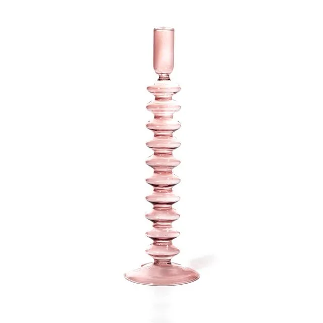 Maegen Taper Holder - Coloured Glass - Rose quartz