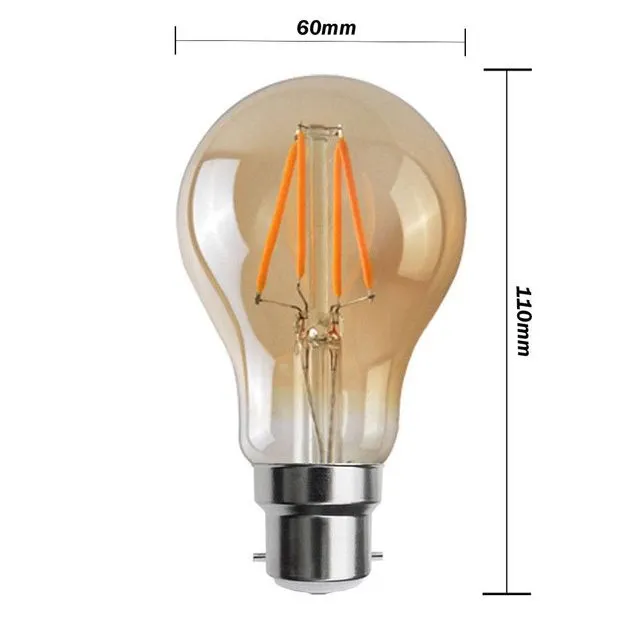 A60 B22 4W Dimmable Light Bulb Vintage Filament Classic LED~