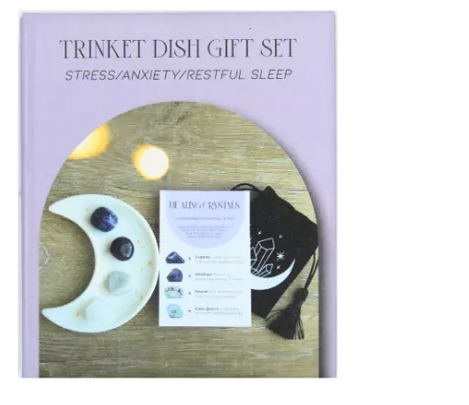 Stress Healing Crystal Set With Moon Trinket Dish
