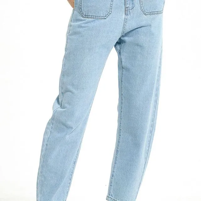 Full Size Paperbag Waist Pocket Jeans