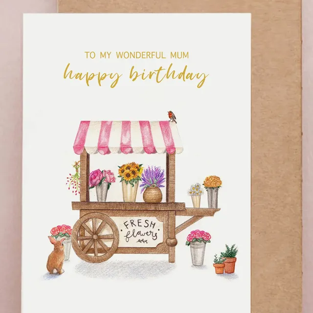 Flower Cart Birthday Card | Floristry Card | Cards for Mums