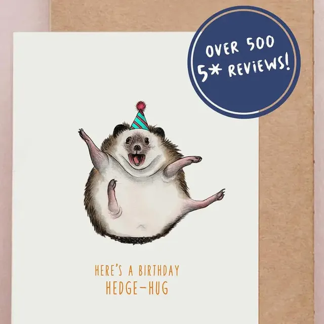 Hedgehog Birthday Card | Funny Hedge-Hug Greetings Card