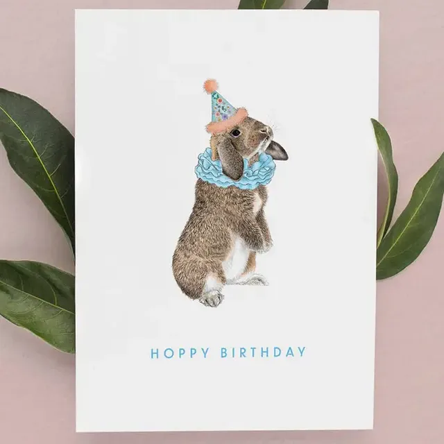 Hoppy Birthday Card | Rabbit Greetings Cards | Bunny Card