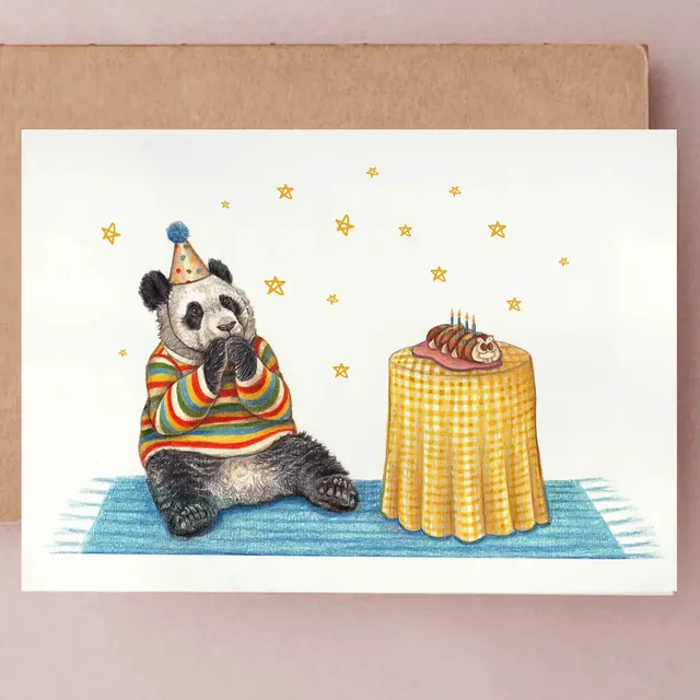 Panda Birthday Card | Caterpillar Cake | Cute Greetings Card