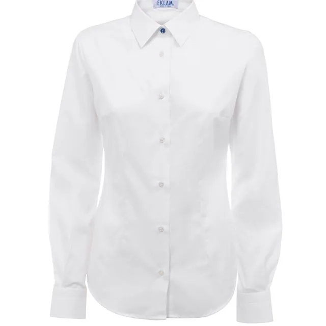 Woman's Shirt In White Colour Texturized