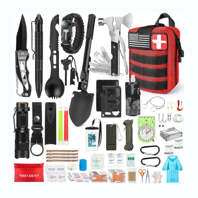 Professional Survival 235 Pcs Gear First aid Tool Gift for Men Camping Outdoor Adventure Boat Hunting Hiking & Earthquake