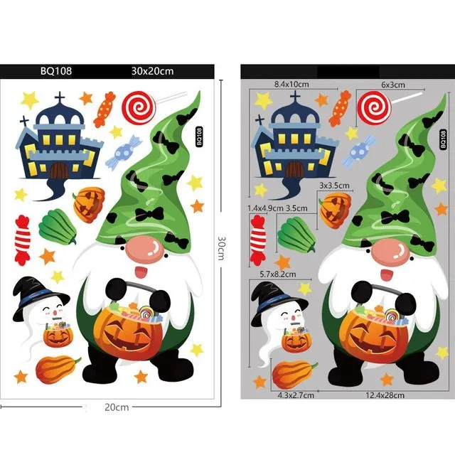 Cute Cartoon Faceless Old Man Double-Sided Halloween Party Decor Static Stickers