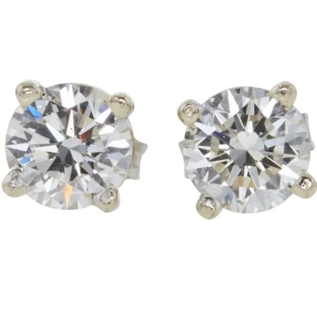 1/2 Carat Ct Diamond Stud Earrings Solitaire 14K White Gold
