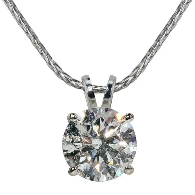 1/3 Ct Solitaire Real Natural Diamond Pendant Necklace 14K