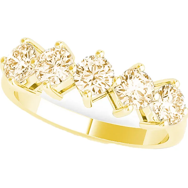 1 Ct Diamond Wedding Band Five 5 Stone Ring 10K Yellow Gold