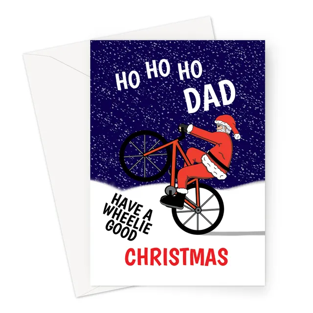 Cycling Santa Christmas Card For Dad | Merry Christmas Card