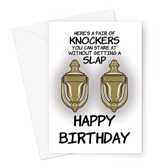 Funny Birthday Card For A Male | Door Knockers Boob Joke