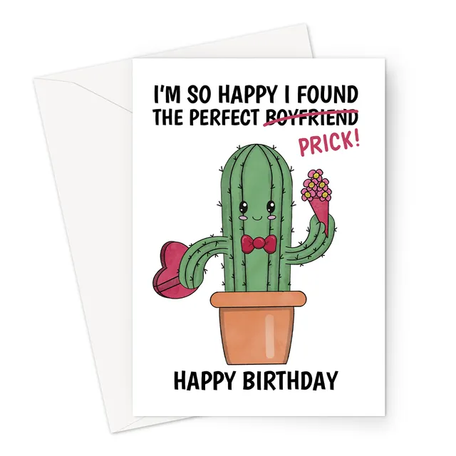 Funny Birthday Card For Boyfriend | Cactus Joke For Adults