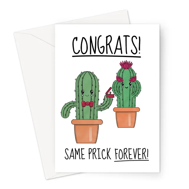 Funny Engagement Congratulations Card | Cactus Pun
