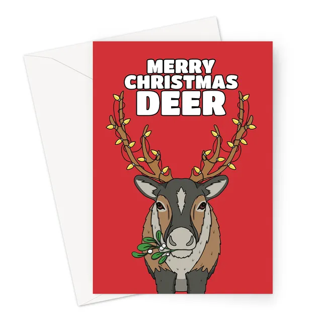 Funny Reindeer Christmas Card | Merry Christmas Deer