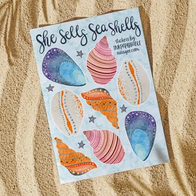 She Sells Sea Shells Sticker Sheet