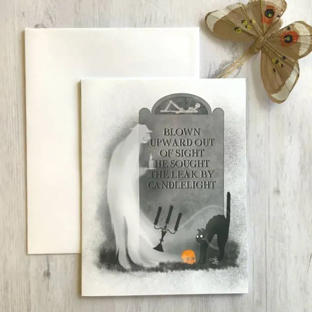 Tombstone Candlelight Halloween Card