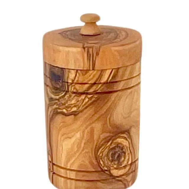 Olive Wood Spice Jar Salt Keeper w/Lid