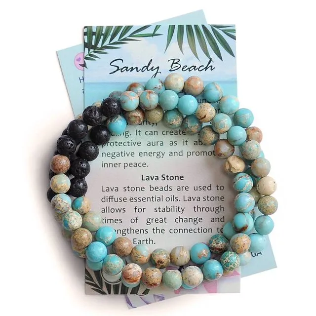 Sandy Beach Aroma Bracelet - Handmade Lava Stone Bracelet