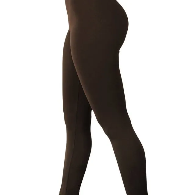 Espresso Brown Solid Colored High Waist Leggings